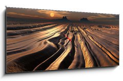 Obraz s hodinami 1D panorama - 120 x 50 cm F_AB38344891 - Digital Nature - Fantasy Landscape