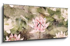 Obraz s hodinami   Water Lily, 120 x 50 cm