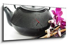 Obraz s hodinami 1D panorama - 120 x 50 cm F_AB38491507 - Tea pot and chopsticks
