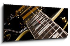 Obraz s hodinami   Electric guitar close up, 120 x 50 cm