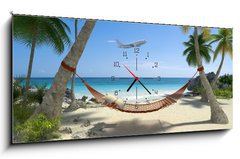Obraz s hodinami   Hamac aux carabes , holidays 06, 120 x 50 cm