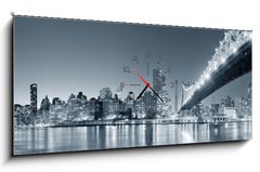 Obraz s hodinami   New York City night panorama, 120 x 50 cm