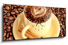 Obraz s hodinami 1D panorama - 120 x 50 cm F_AB39311137 - Cafe Latte