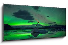 Obraz s hodinami   Scenic View Of Aurora Borealis Over Lake Against Sky At Night, 120 x 50 cm