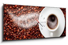 Obraz s hodinami 1D panorama - 120 x 50 cm F_AB39672966 - coffee ying yang symbol of harmony - kva ying jang symbol harmonie