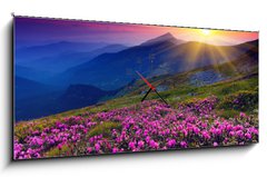 Obraz s hodinami 1D panorama - 120 x 50 cm F_AB39975795 - mountain landscape