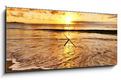 Obraz s hodinami   beautiful sunset on the beach, 120 x 50 cm