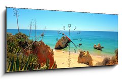 Obraz s hodinami   Natural rocks at Praia da Rocha in Portugal, 120 x 50 cm