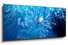 Obraz s hodinami   Colorful fireworks, 120 x 50 cm