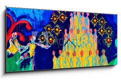 Obraz s hodinami   Graffiti wall, 120 x 50 cm