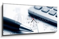 Obraz s hodinami   Accounting, 120 x 50 cm