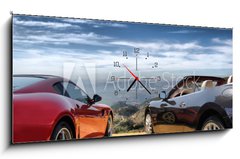 Obraz s hodinami 1D panorama - 120 x 50 cm F_AB40595442 - Luxury modern cars