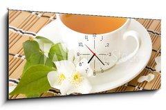 Obraz s hodinami   Green jasmine tea, 120 x 50 cm