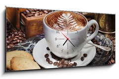 Obraz s hodinami 1D panorama - 120 x 50 cm F_AB40759781 - Kaffee