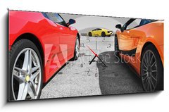 Obraz s hodinami 1D panorama - 120 x 50 cm F_AB4076091 - voitures de course - záleží samozřejmě