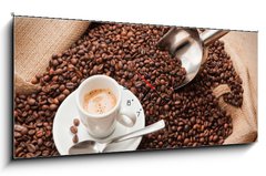 Obraz s hodinami 1D panorama - 120 x 50 cm F_AB40763209 - Italian Espresso  and Coffee