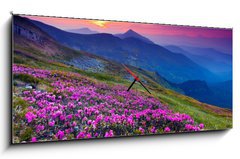 Obraz s hodinami 1D panorama - 120 x 50 cm F_AB40792259 - mountain landscape - horské krajiny