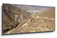 Obraz s hodinami 1D - 120 x 50 cm F_AB40878990 - Yarlung Tsang Po valley - Údolí Yarlung Tsang Po