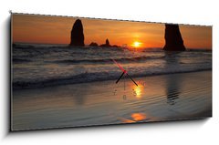 Obraz s hodinami 1D panorama - 120 x 50 cm F_AB40900437 - cannon beach