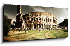 Obraz s hodinami 1D panorama - 120 x 50 cm F_AB40908823 - Colosseum in Rome, Italy