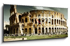 Obraz s hodinami 1D panorama - 120 x 50 cm F_AB41037460 - Colosseum in Rome, Italy