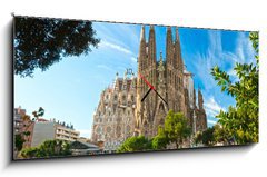 Obraz s hodinami 1D panorama - 120 x 50 cm F_AB41069127 - La Sagrada Familia, Barcelona, spain.