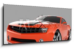 Obraz s hodinami 1D panorama - 120 x 50 cm F_AB4116711 - red sports car