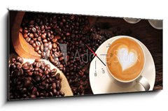 Obraz s hodinami 1D panorama - 120 x 50 cm F_AB41229153 - Latte art