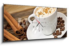 Obraz s hodinami 1D panorama - 120 x 50 cm F_AB41246508 - Kaffee und Aroma