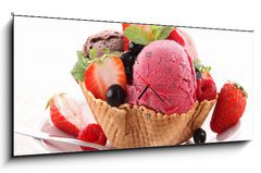 Obraz s hodinami 1D panorama - 120 x 50 cm F_AB41290047 - dessert, ice cream