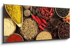 Obraz s hodinami 1D panorama - 120 x 50 cm F_AB41546678 - Spices and herbs