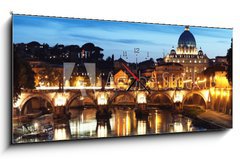 Obraz s hodinami 1D panorama - 120 x 50 cm F_AB41631738 - St. Peter  s Basilica at night, Rome - Italy