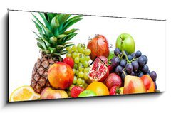 Obraz s hodinami 1D panorama - 120 x 50 cm F_AB41710038 - Fruit on a white background - Ovoce na bílém pozadí