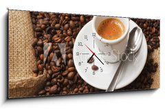 Obraz s hodinami 1D panorama - 120 x 50 cm F_AB41733046 - Coffe ristretto