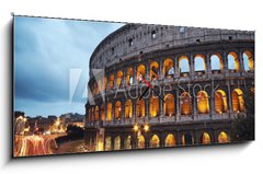 Obraz s hodinami 1D panorama - 120 x 50 cm F_AB41743139 - Coliseum at night. Rome - Italy