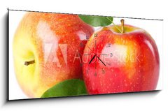 Obraz s hodinami   Fresh apples, 120 x 50 cm