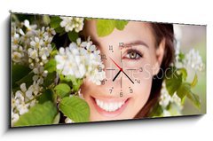 Obraz s hodinami 1D panorama - 120 x 50 cm F_AB41963305 - beautiful woman - krásná žena