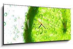 Obraz s hodinami 1D - 120 x 50 cm F_AB42017906 - lime slice in water - vpnit pltek ve vod