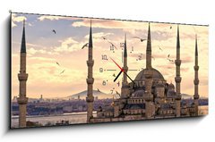 Obraz s hodinami 1D - 120 x 50 cm F_AB42142890 - The Blue Mosque, Istanbul, Turkey.