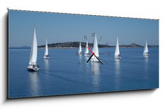 Obraz s hodinami 1D panorama - 120 x 50 cm F_AB42307217 - Sailing race on Adriatic sea