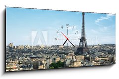 Obraz s hodinami   Tour Eiffel Paris France, 120 x 50 cm