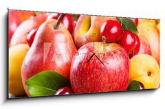 Obraz s hodinami 1D panorama - 120 x 50 cm F_AB42497010 - fruits and berries