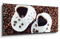 Obraz s hodinami   Coffee, 120 x 50 cm