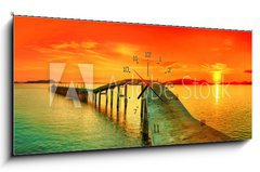 Obraz s hodinami 1D panorama - 120 x 50 cm F_AB42726025 - Sunset panorama - Panorama západu slunce