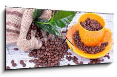 Obraz s hodinami 1D panorama - 120 x 50 cm F_AB42809058 - duftender Kaffee
