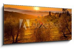 Obraz s hodinami 1D - 120 x 50 cm F_AB43108584 - Val d - Val d Orcia Tosknsko