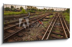 Obraz s hodinami 1D panorama - 120 x 50 cm F_AB43109712 - railway - železnice