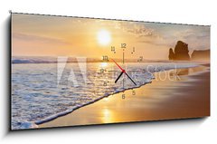 Obraz s hodinami 1D panorama - 120 x 50 cm F_AB43217249 - sunset ocean