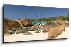 Obraz s hodinami 1D panorama - 120 x 50 cm F_AB43245782 - Seychelles