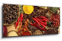 Obraz s hodinami 1D - 120 x 50 cm F_AB43282253 - Spices and herbs - Koření a byliny
